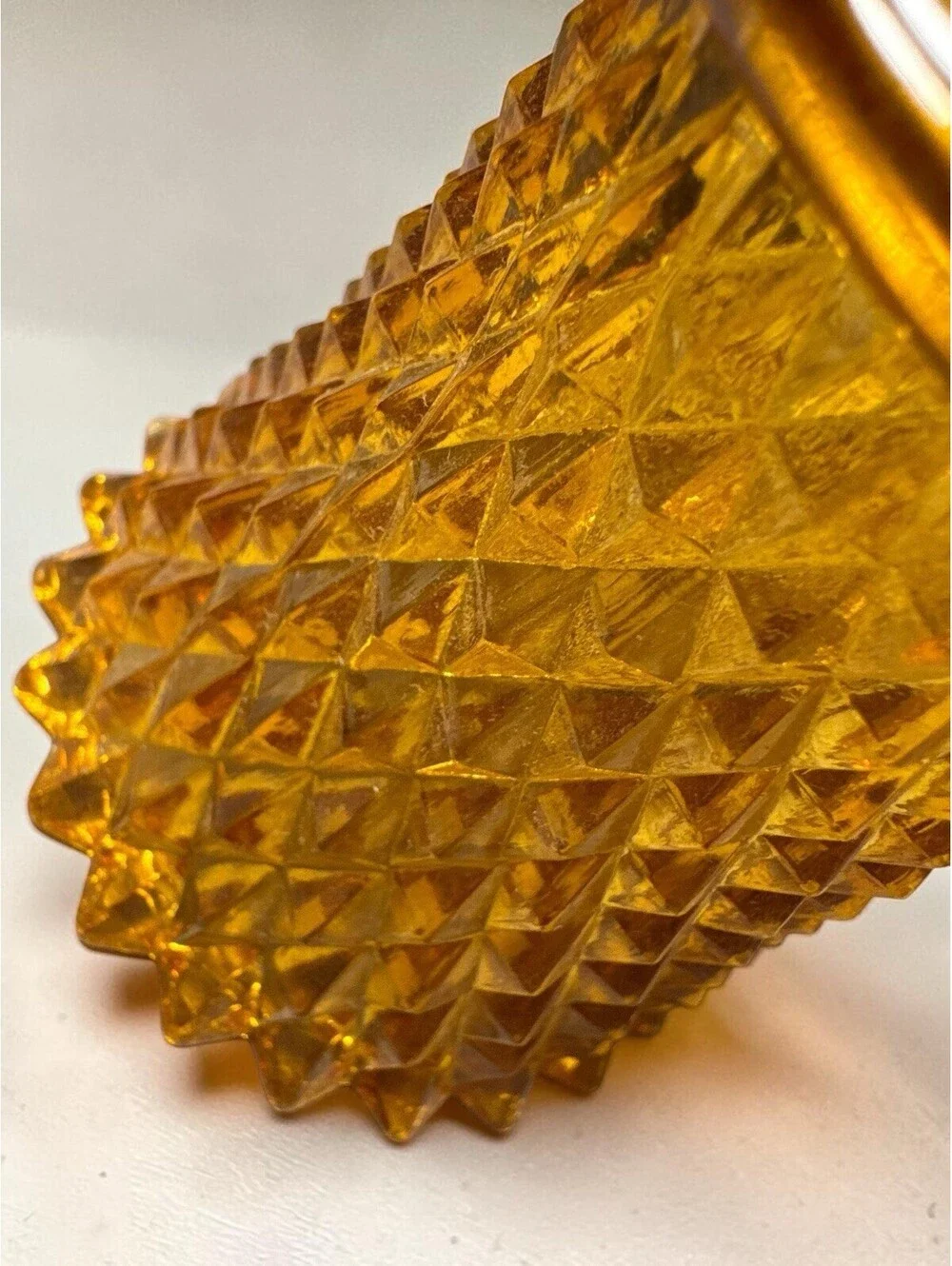 Homco Diamond Point Votive Amber Peg Sconce Candle Holder Vintage